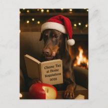 Dobermann 'Käse-Steuer' Weihnachtskarte