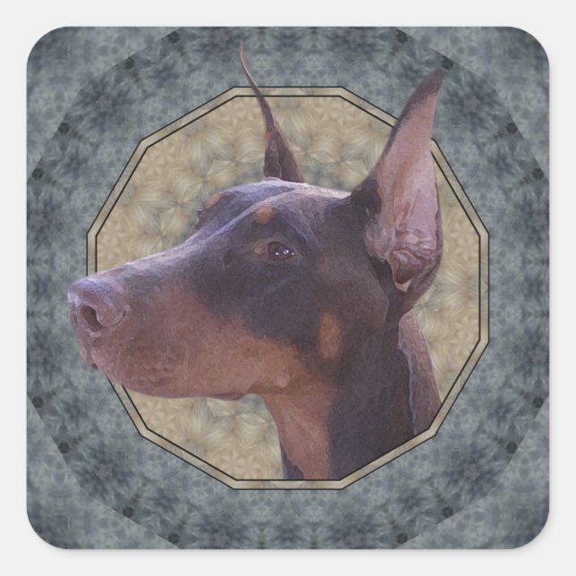 Dobermann-Klassiker-Aufkleber Quadratischer Aufkleber (Vorderseite)