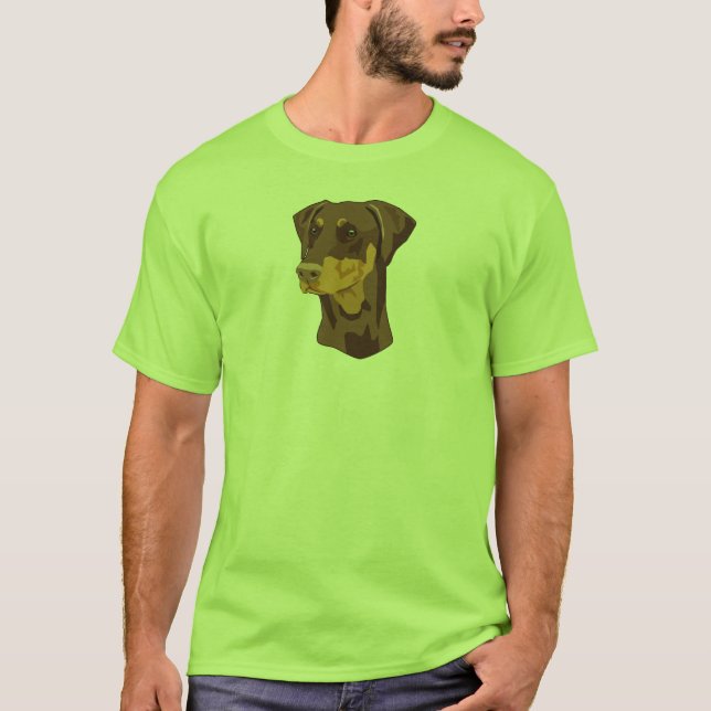 Dobermann-Kopf, Rot, Uncropped T-Shirt (Vorderseite)
