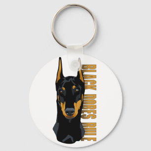 Dobermann-Kopf, schwarze Dobes Regel Schlüsselanhänger