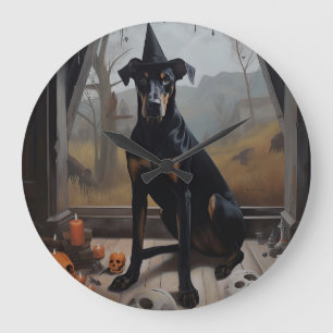 Dobermann-Kürbisse Halloween Gruselig Große Wanduhr
