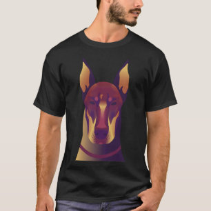Dobermann Lila Amp Orange Illustration T-Shirt