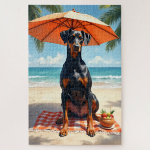 Dobermann Luxus-Strandszene
