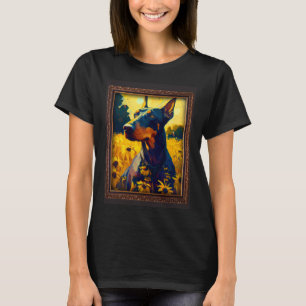 Dobermann-Malerei Sonnenblume Blume Mutter Frauen  T-Shirt