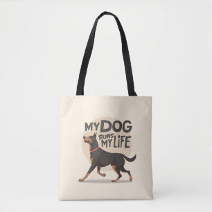 Dobermann "Mein Hund bestimmt mein Leben" Retro-Sp Tasche