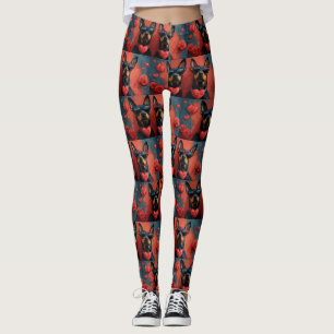 Dobermann mit Herz Rosen Valentinstag Leggings