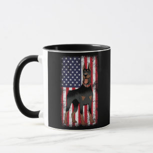 Dobermann Pinscher Amerikanische Flagge Canine Whi Tasse