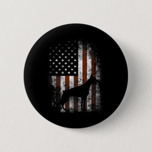 Dobermann Pinscher Amerikanische Flagge Patriotisc Button