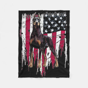 Dobermann Pinscher Amerikanische Flagge USA Großar Fleecedecke
