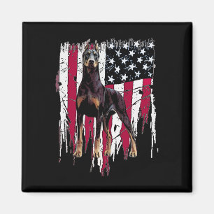 Dobermann Pinscher Amerikanische Flagge USA Großar Magnet
