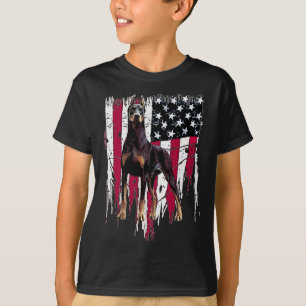 Dobermann Pinscher Amerikanische Flagge USA Großar T-Shirt