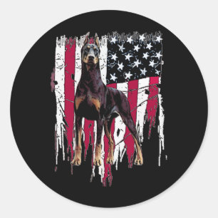 Dobermann Pinscher Amerikanische Flagge USA Toll Runder Aufkleber