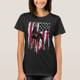 Dobermann Pinscher Amerikanische Flagge USA Toll  T-Shirt