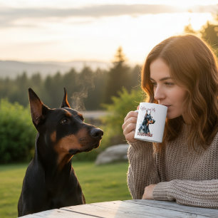Dobermann Pinscher Aquarell / Personalisierter Bec Kaffeetasse