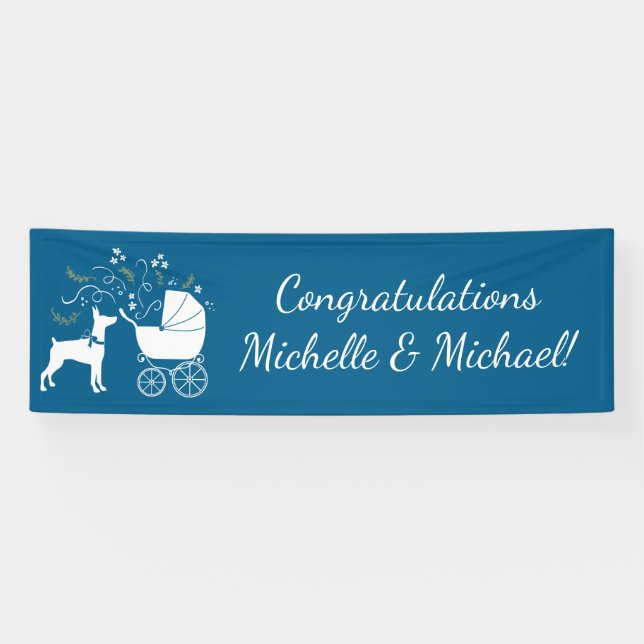 Dobermann Pinscher Baby Shower Puppy Dodge Doberma Banner (Horizontal)