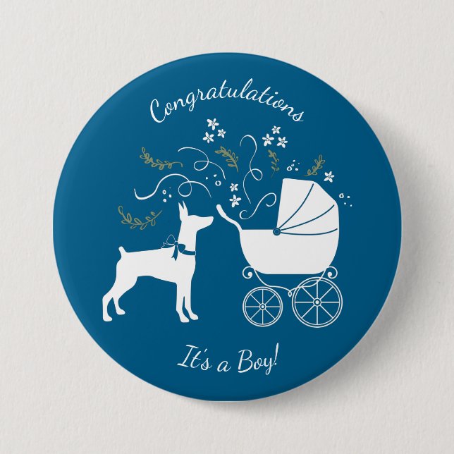 Dobermann Pinscher Baby Shower Puppy Dodge Doberma Button (Vorderseite)