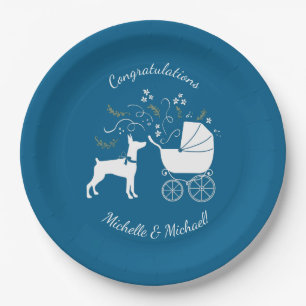 Dobermann Pinscher Baby Shower Puppy Dodge Doberma Pappteller