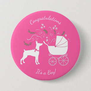 Dobermann Pinscher Dog Babydusche Welpe Dobermann Button