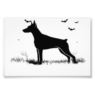 Dobermann Pinscher Hund � Halloween Mond Silhouett Fotodruck