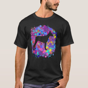Dobermann Pinscher Hund Rosa Wasserfarbe-Spritzer T-Shirt