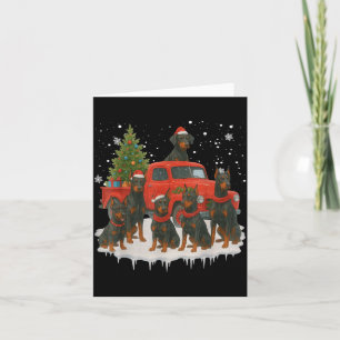 Dobermann Pinscher Hund roter LKW Weihnachtsbaum S Karte