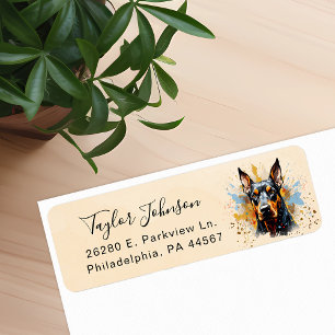 Dobermann Pinscher-Hund Rücksendeetikett