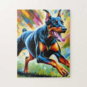 Dobermann Pinscher Hundeportrait Acryl-Kunst Druck
