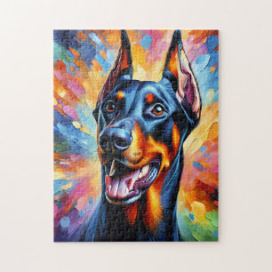 Dobermann Pinscher Hundeporträt Acryl-Kunst Druck