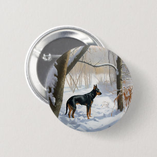 Dobermann Pinscher Lass es schneien Weihnachten Button