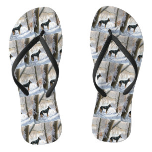 Dobermann Pinscher Lass es schneien Weihnachten Flip Flops