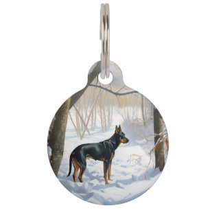 Dobermann Pinscher Lass es schneien Weihnachten Haustiermarke