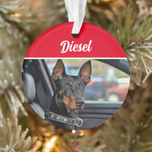 Dobermann Pinscher mit Namen und Foto Weihnachten Ornament