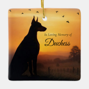 Dobermann-Pinscher-Personalisierter-Namen-Gedenk- Keramikornament
