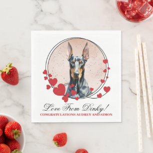 Dobermann Pinscher rotes Herz Rahmen Hund Foto Serviette