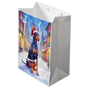 Dobermann Pinscher Schneedorfsantahatze Weihnachte Mittlere Geschenktüte