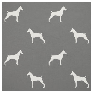 Dobermann-Pinscher-Silhouetten Grau und Weiß Stoff