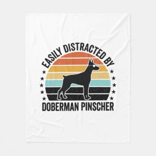 Dobermann Pinscher Vintage-Sonnenuntergang Grafik  Fleecedecke