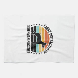 Dobermann Pinscher Vintage-Sonnenuntergang Grafik Geschirrtuch