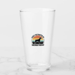 Dobermann Pinscher Vintage-Sonnenuntergang Grafik Glas