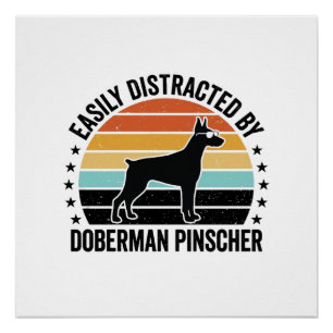 Dobermann Pinscher Vintage-Sonnenuntergang Grafik  Poster