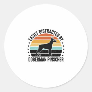 Dobermann Pinscher Vintage-Sonnenuntergang Grafik Runder Aufkleber
