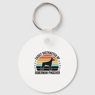 Dobermann Pinscher Vintage-Sonnenuntergang Grafik  Schlüsselanhänger