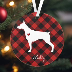 Dobermann Pinscher Weihnachten Kariert Hundename Ornament