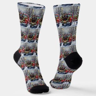 Dobermann Pinscher Weihnachten Rotes Lastwagen Fer Socken
