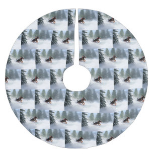 Dobermann Pinscher Weihnachten Schnee Winter Polyester Weihnachtsbaumdecke