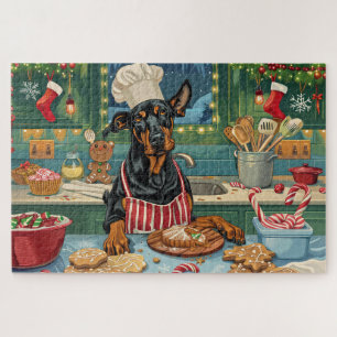 Dobermann Pinscher Weihnachtsbäckerei Festliche We