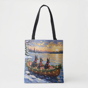 Dobermann Pinscher Weihnachtsboot Feiertage Tasche