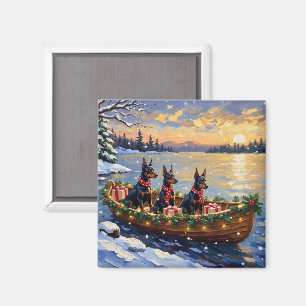 Dobermann Pinscher Weihnachtsboot Urlaub Magnet