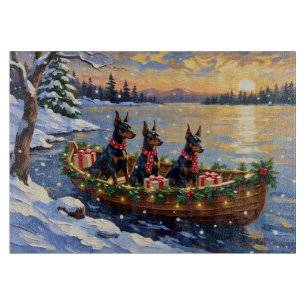 Dobermann Pinscher Weihnachtsboot Urlaub Schneidebrett