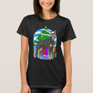 Dobermann Pinscher Weihnachtsmann Weihnachtsbaum D T-Shirt